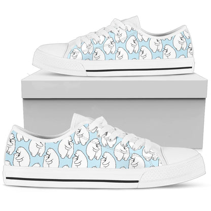 Polar Bear Pattern Print Design PB08 White Bottom Low Top Shoes