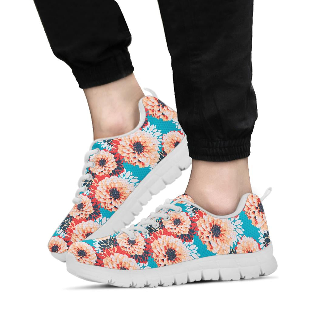 Dahlia Pattern Print Design DH05 Sneakers White Bottom Shoes