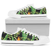 Hawaiian Flower Tropical Palm Leaves White Bottom Low Top Shoes