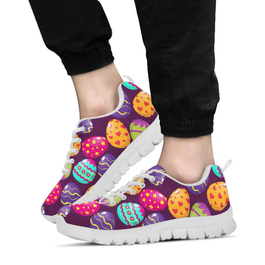 Easter Eggs Pattern Print Design RB04 Sneakers White Bottom Shoes