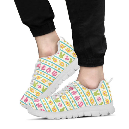 Easter Eggs Pattern Print Design RB016 Sneakers White Bottom Shoes