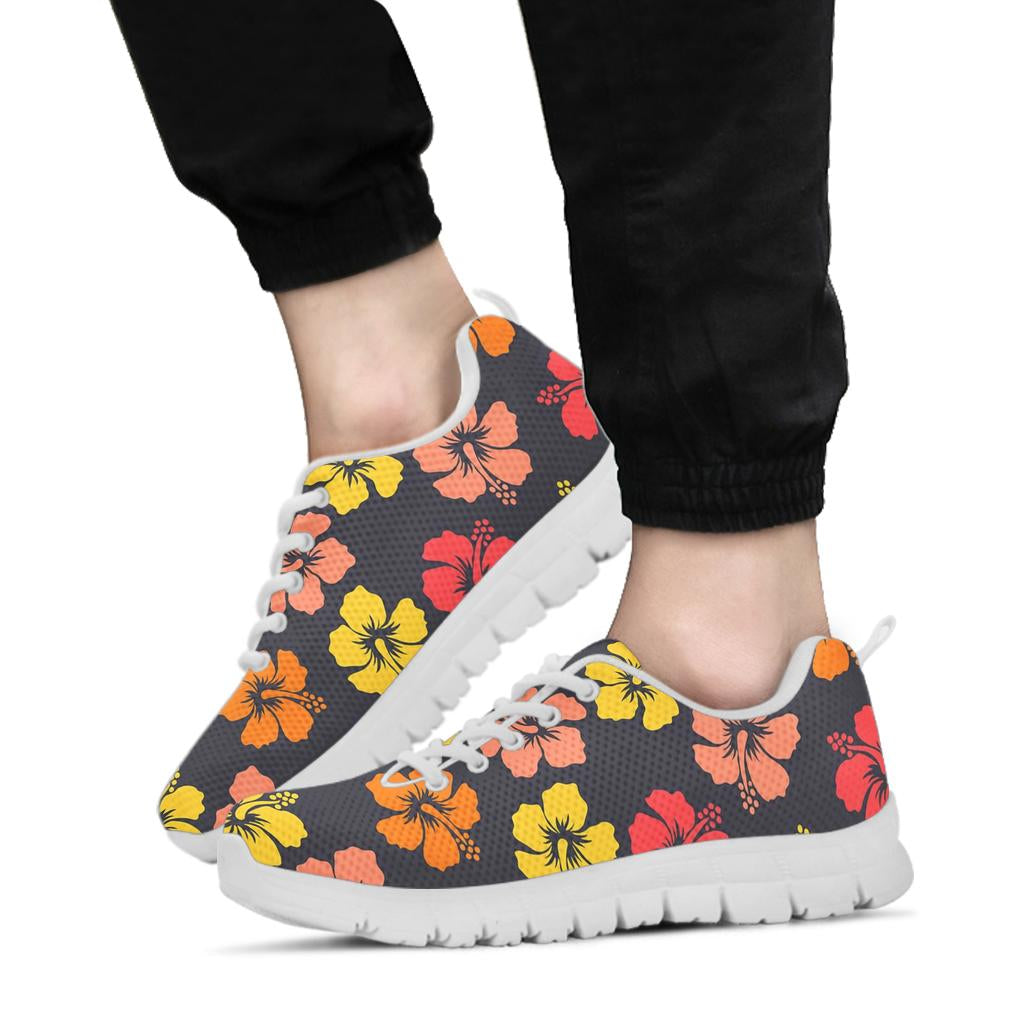 Hibiscus Pattern Print Design HB024 Sneakers White Bottom Shoes