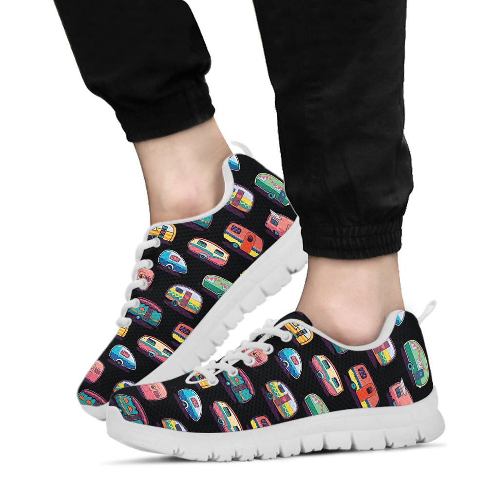 Camper Camping Pattern Sneakers White Bottom Shoes