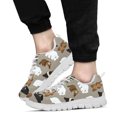 Bear Pattern Print Design BE03 Sneakers White Bottom Shoes
