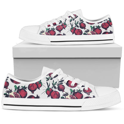 Pomegranate Pattern Print Design PG01 White Bottom Low Top Shoes