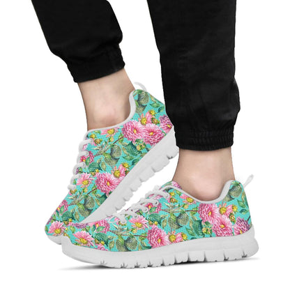 Dahlia Pattern Print Design DH07 Sneakers White Bottom Shoes