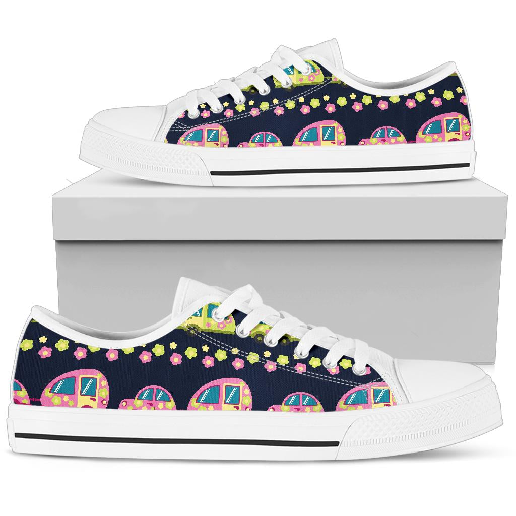 Camper Cute Camping Design No 3 Print White Bottom Low Top Shoes