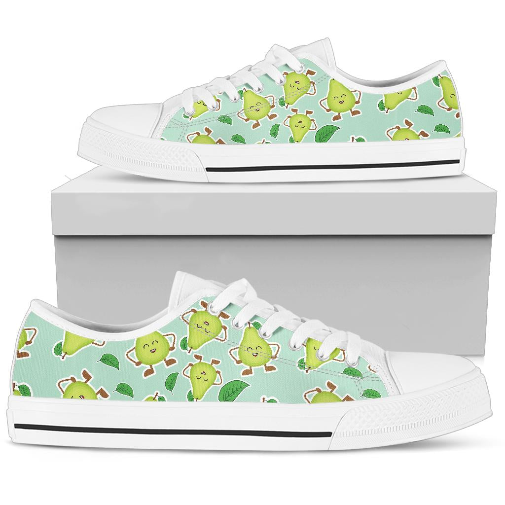 Avocado Pattern Print Design AC011 White Bottom Low Top Shoes
