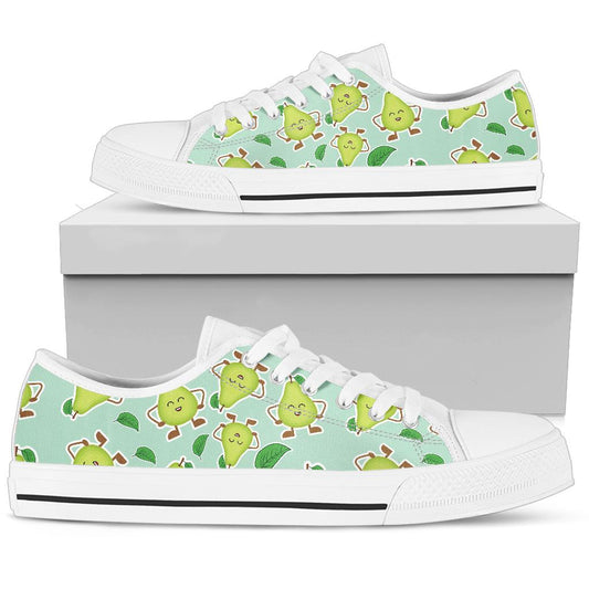 Avocado Pattern Print Design AC011 White Bottom Low Top Shoes