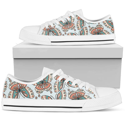 Butterfly Pattern White Bottom Low Top Shoes