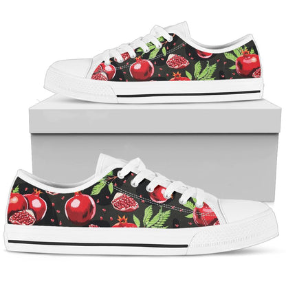 Pomegranate Pattern Print Design PG06 White Bottom Low Top Shoes
