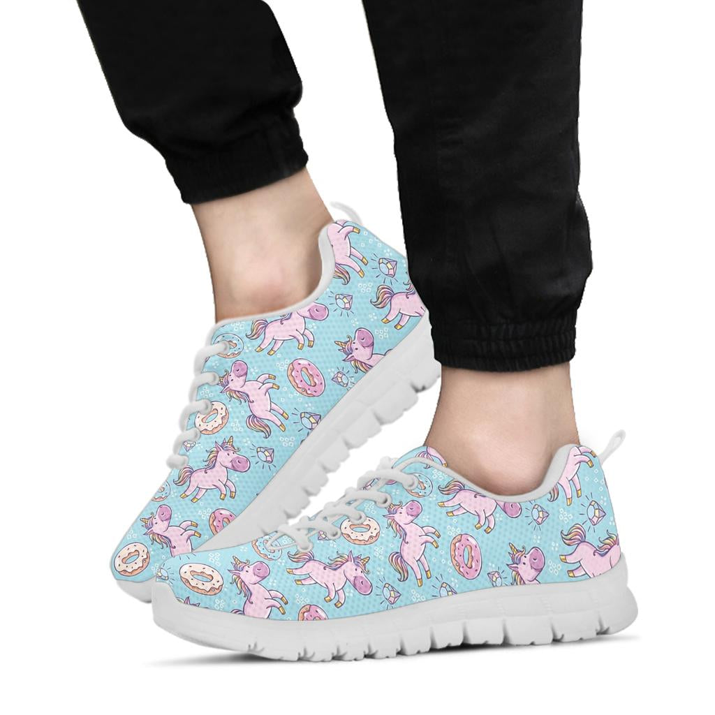 Donut Unicorn Pattern Print Design DN016 Sneakers White Bottom Shoes