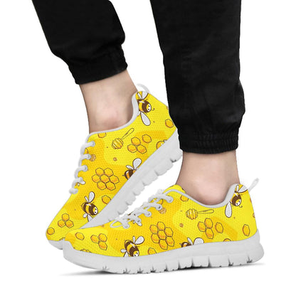 Bee Pattern Print Design BEE01 Sneakers White Bottom Shoes
