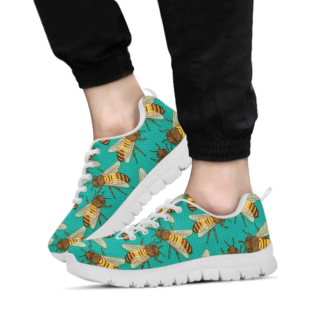 Bee Pattern Print Design BEE04 Sneakers White Bottom Shoes
