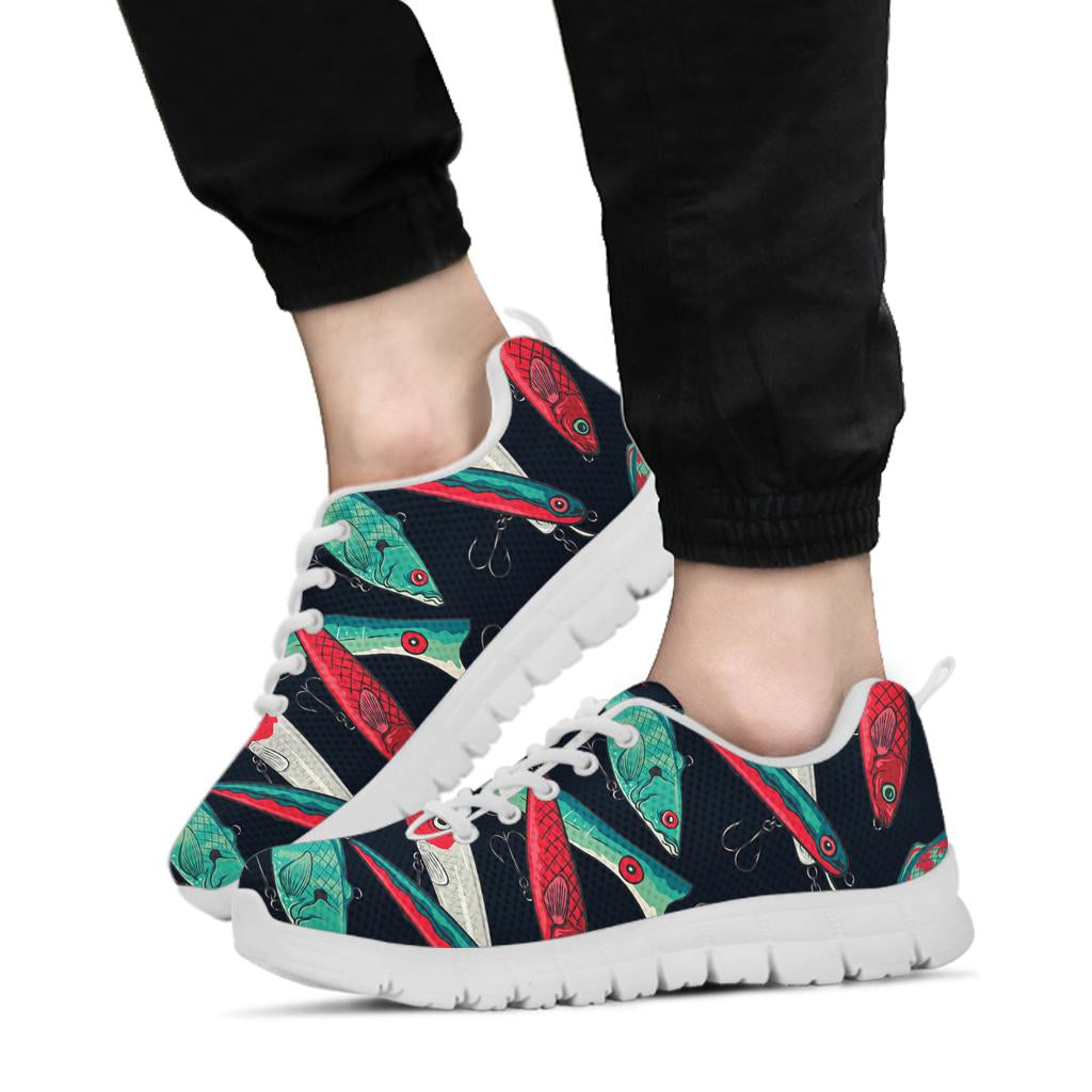 Fishing Bait Pattern Sneakers White Bottom Shoes