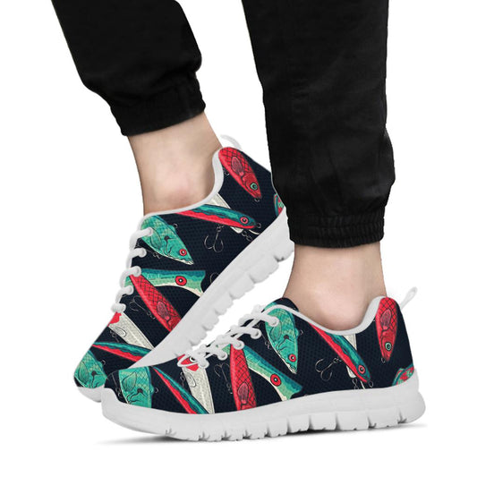 Fishing Bait Pattern Sneakers White Bottom Shoes