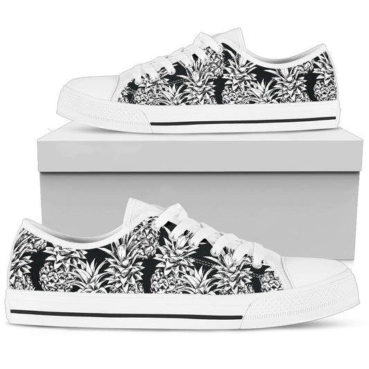Pineapple Pattern Print Design PP08 White Bottom Low Top Shoes