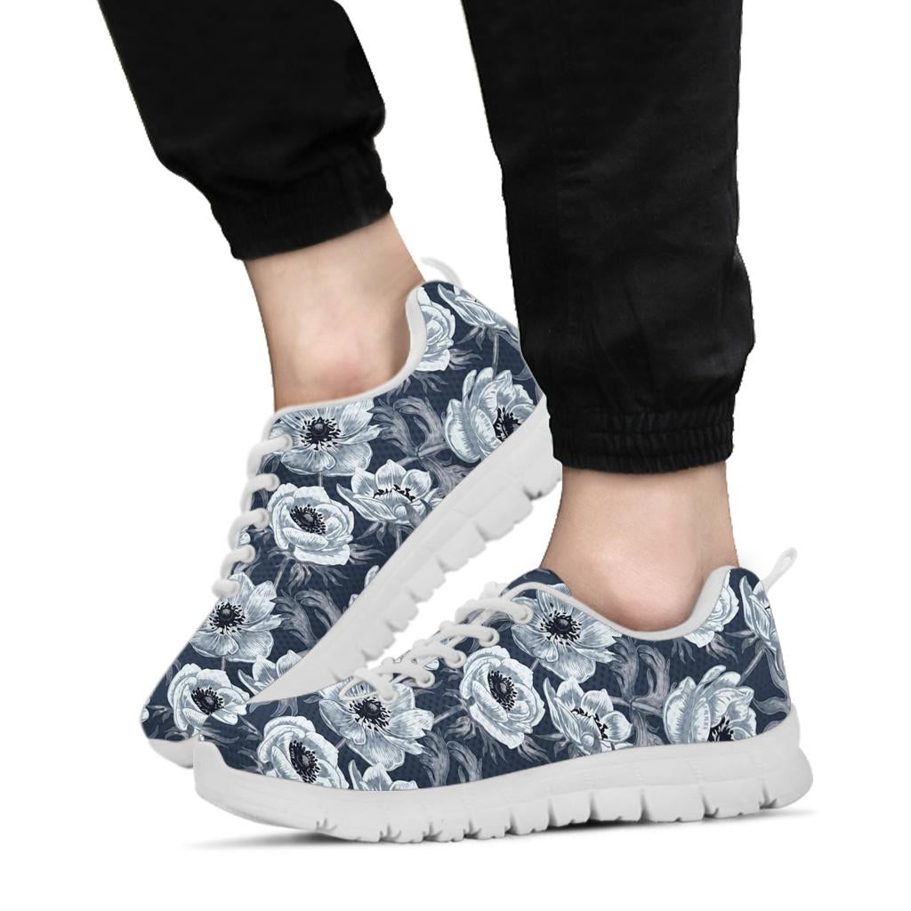 Anemone Pattern Print Design AM09 Sneakers White Bottom Shoes