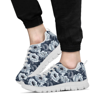 Anemone Pattern Print Design AM09 Sneakers White Bottom Shoes