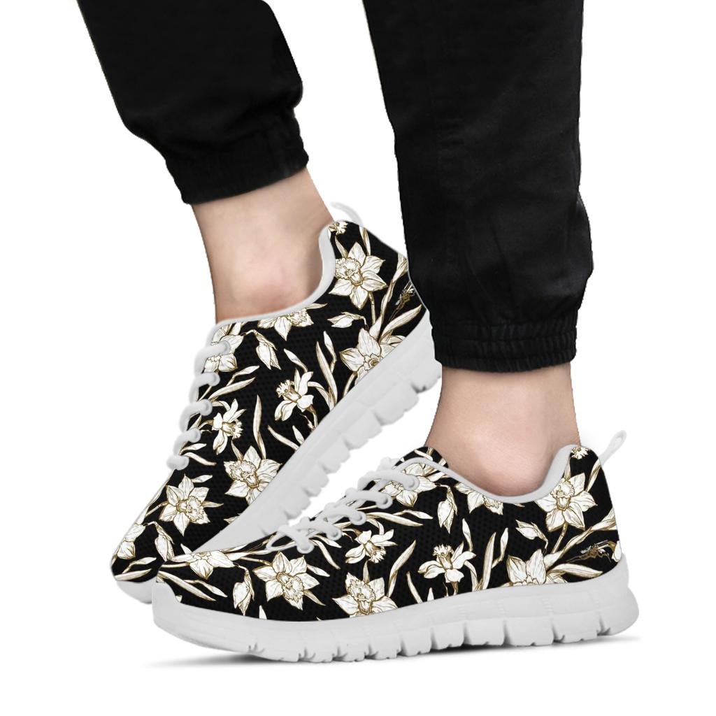 Daffodils Pattern Print Design DF06 Sneakers White Bottom Shoes