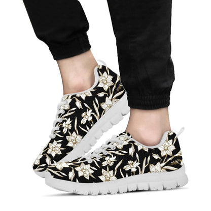 Daffodils Pattern Print Design DF06 Sneakers White Bottom Shoes