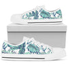 Pattern Tropical Palm Leaves White Bottom Low Top Shoes