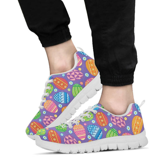 Easter Eggs Pattern Print Design RB010 Sneakers White Bottom Shoes