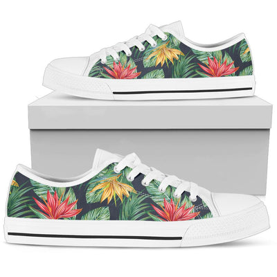 Bird Of Paradise Pattern Print Design BOP09 White Bottom Low Top Shoes