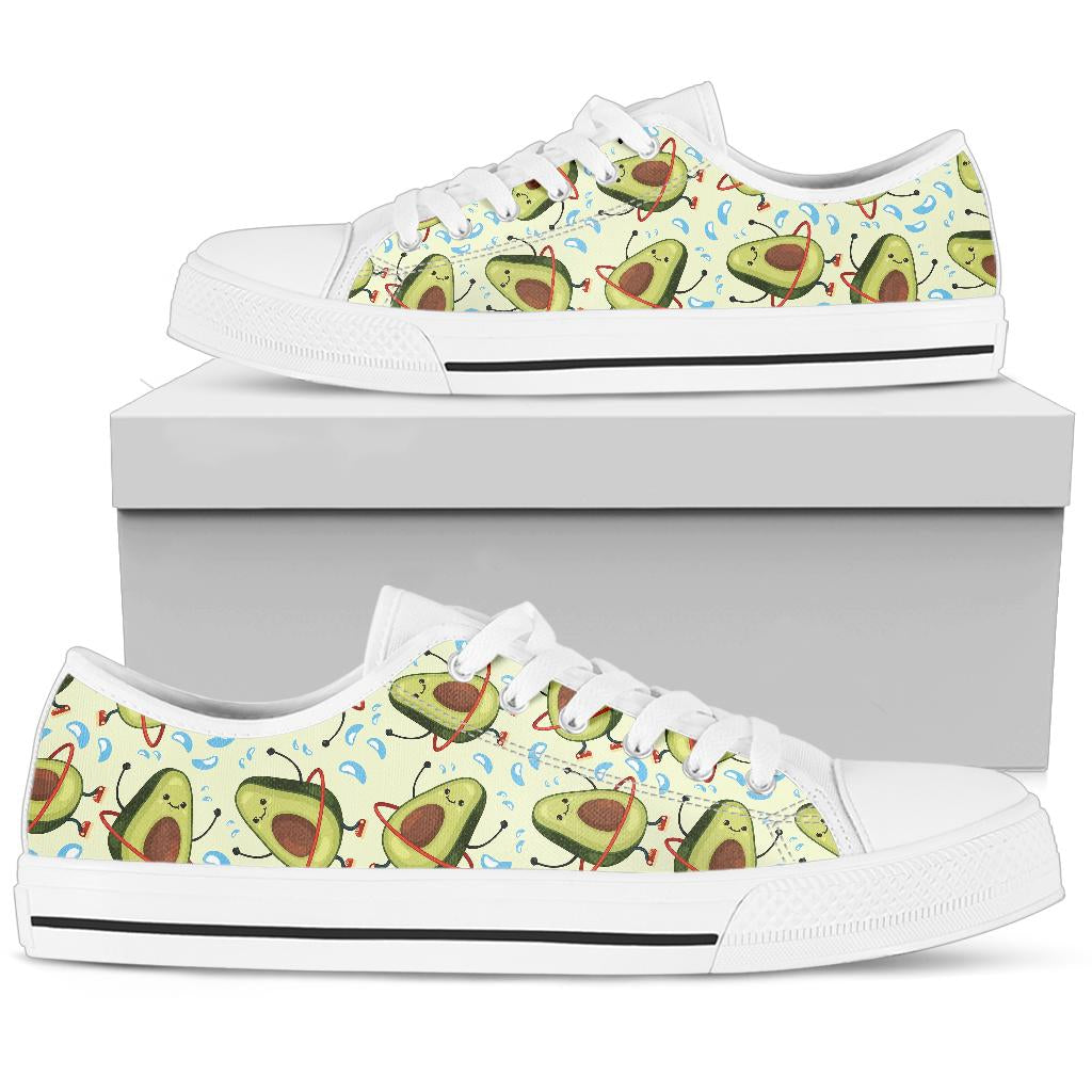 Avocado Pattern Print Design AC02 White Bottom Low Top Shoes