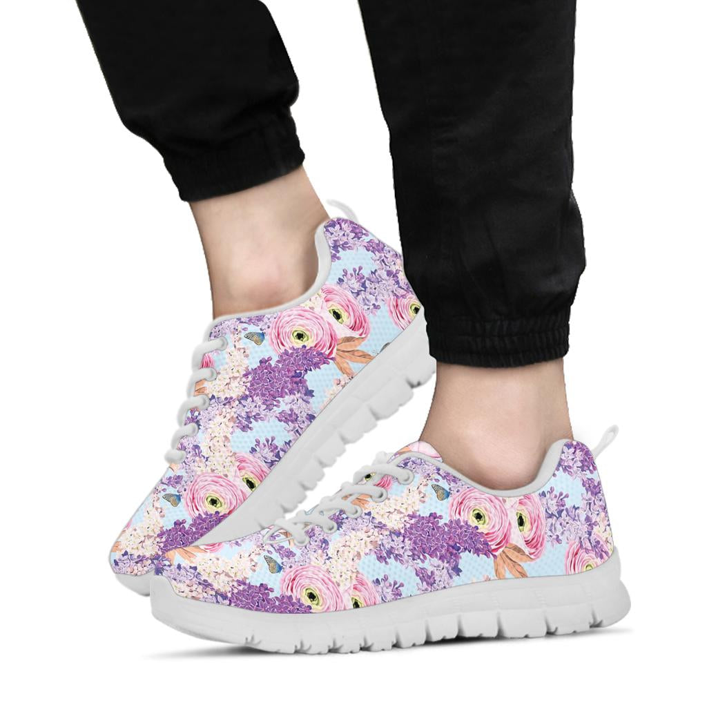 Lilac Pattern Print Design LI03 Sneakers White Bottom Shoes