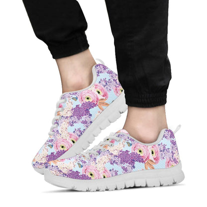 Lilac Pattern Print Design LI03 Sneakers White Bottom Shoes