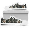 Nautical Anchor Pattern White Bottom Low Top Shoes