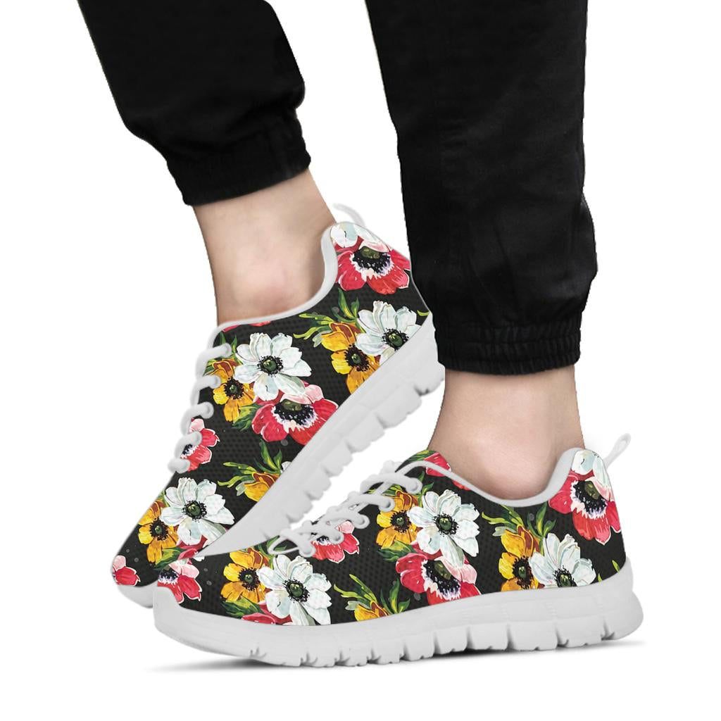 Anemone Pattern Print Design AM07 Sneakers White Bottom Shoes