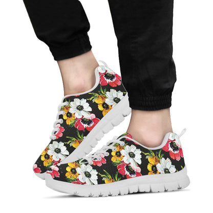 Anemone Pattern Print Design AM07 Sneakers White Bottom Shoes