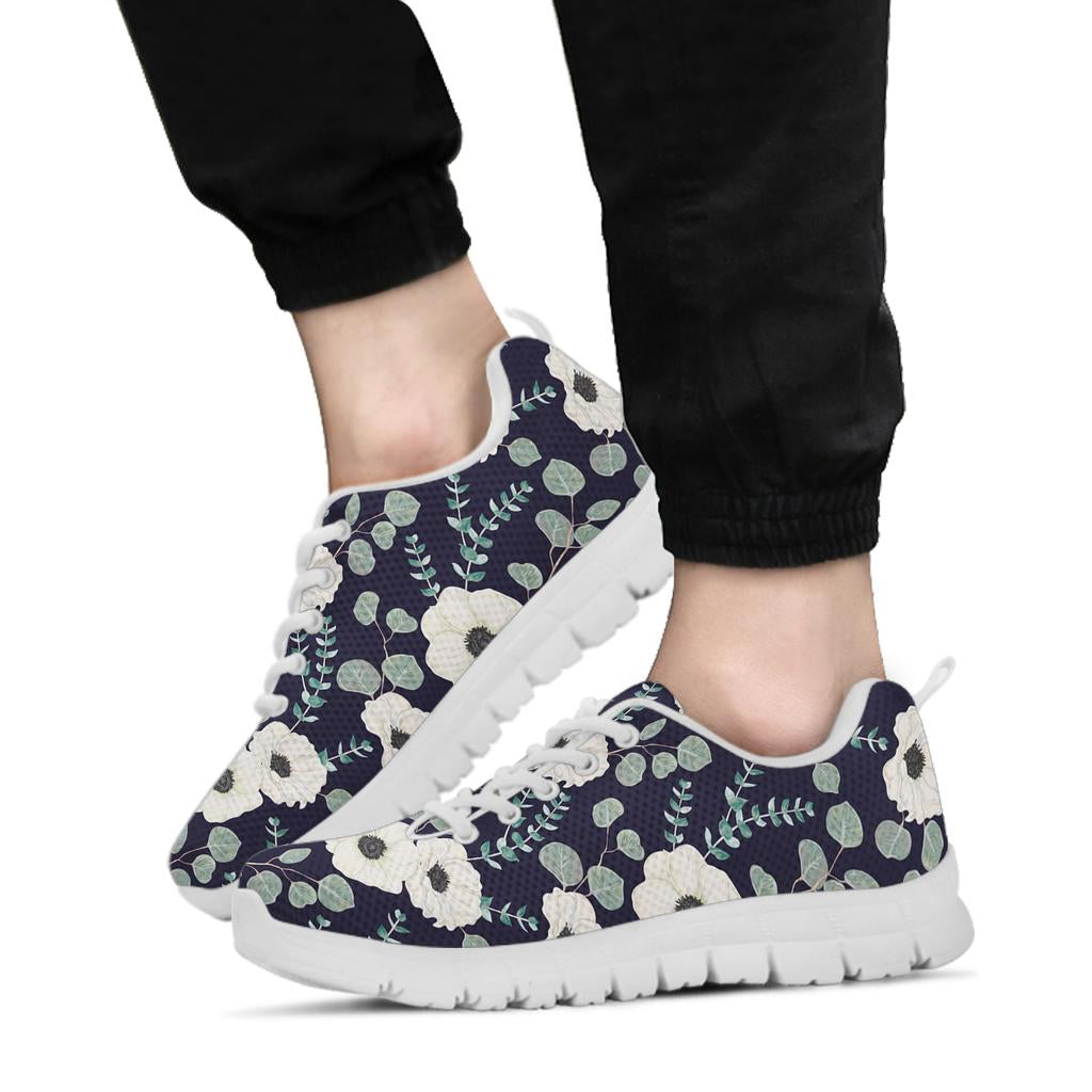 Anemone Pattern Print Design AM01 Sneakers White Bottom Shoes
