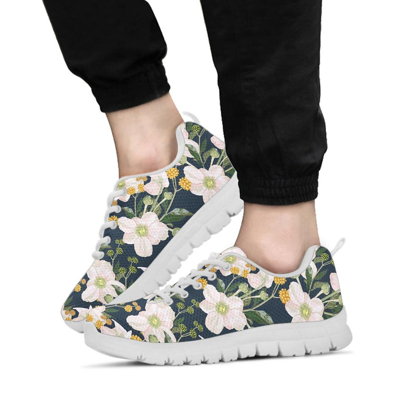Anemone Pattern Print Design AM04 Sneakers White Bottom Shoes