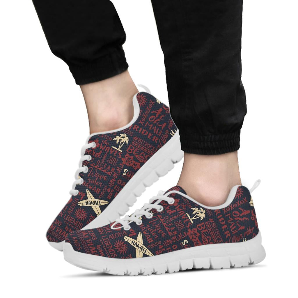 Hawaiian Themed Pattern Print Design H017 Sneakers White Bottom Shoes