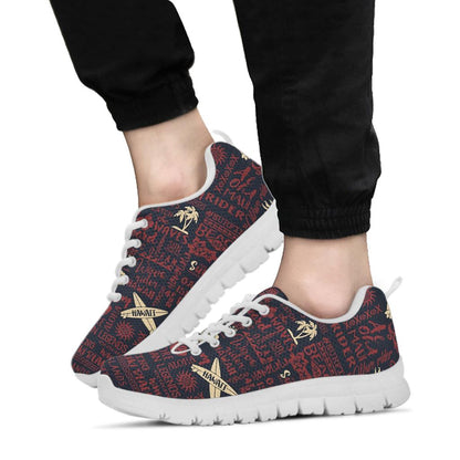 Hawaiian Themed Pattern Print Design H017 Sneakers White Bottom Shoes