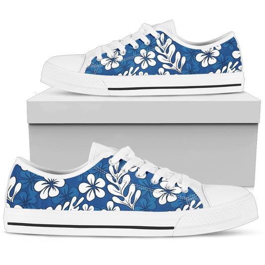 Plumeria Pattern Print Design PM015 White Bottom Low Top Shoes