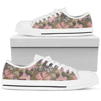 Butterfly camouflage White Bottom Low Top Shoes