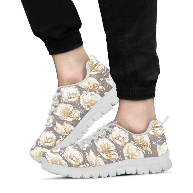 Anemone Pattern Print Design AM05 Sneakers White Bottom Shoes