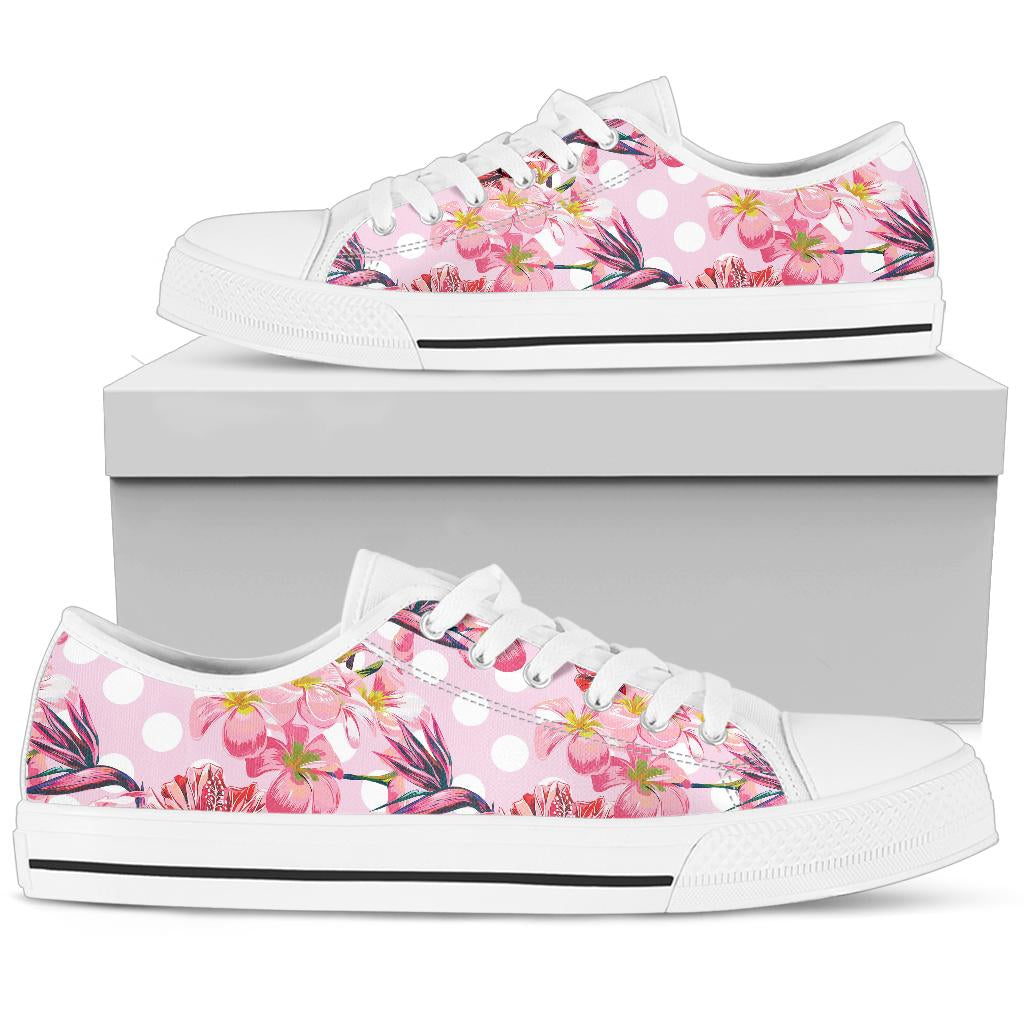 Bird Of Paradise Pattern Print Design BOP011 White Bottom Low Top Shoes