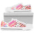 Pink Tropical Palm Leaves White Bottom Low Top Shoes