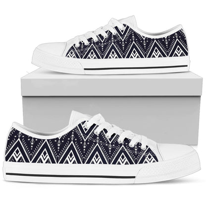 Indians Tribal Aztec White Bottom Low Top Shoes