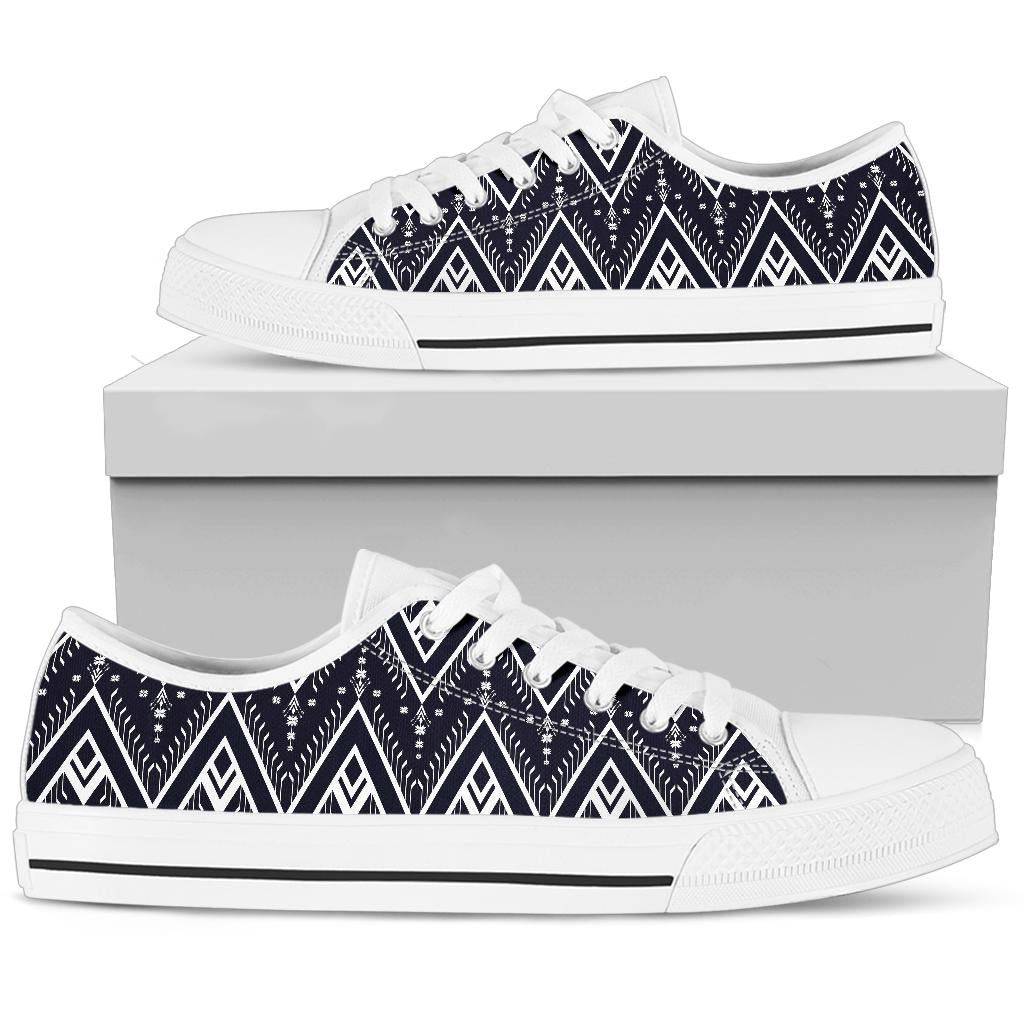 Indians Tribal Aztec White Bottom Low Top Shoes