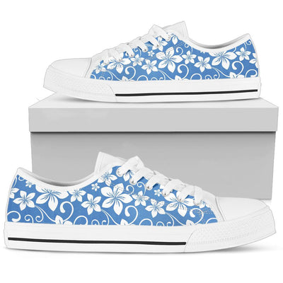 Hibiscus Pattern Print Design HB09 White Bottom Low Top Shoes