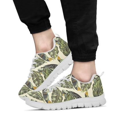 Banana Leaf Pattern Print Design BL08 Sneakers White Bottom Shoes