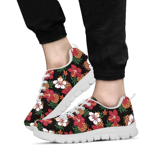 Hawaiian Themed Pattern Print Design H013 Sneakers White Bottom Shoes