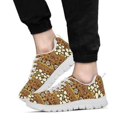 Hawaiian Themed Pattern Print Design H015 Sneakers White Bottom Shoes