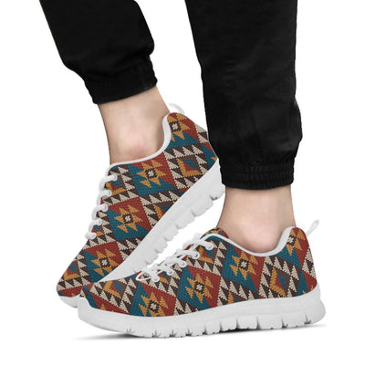 Knit Aztec Tribal Sneakers White Bottom Shoes